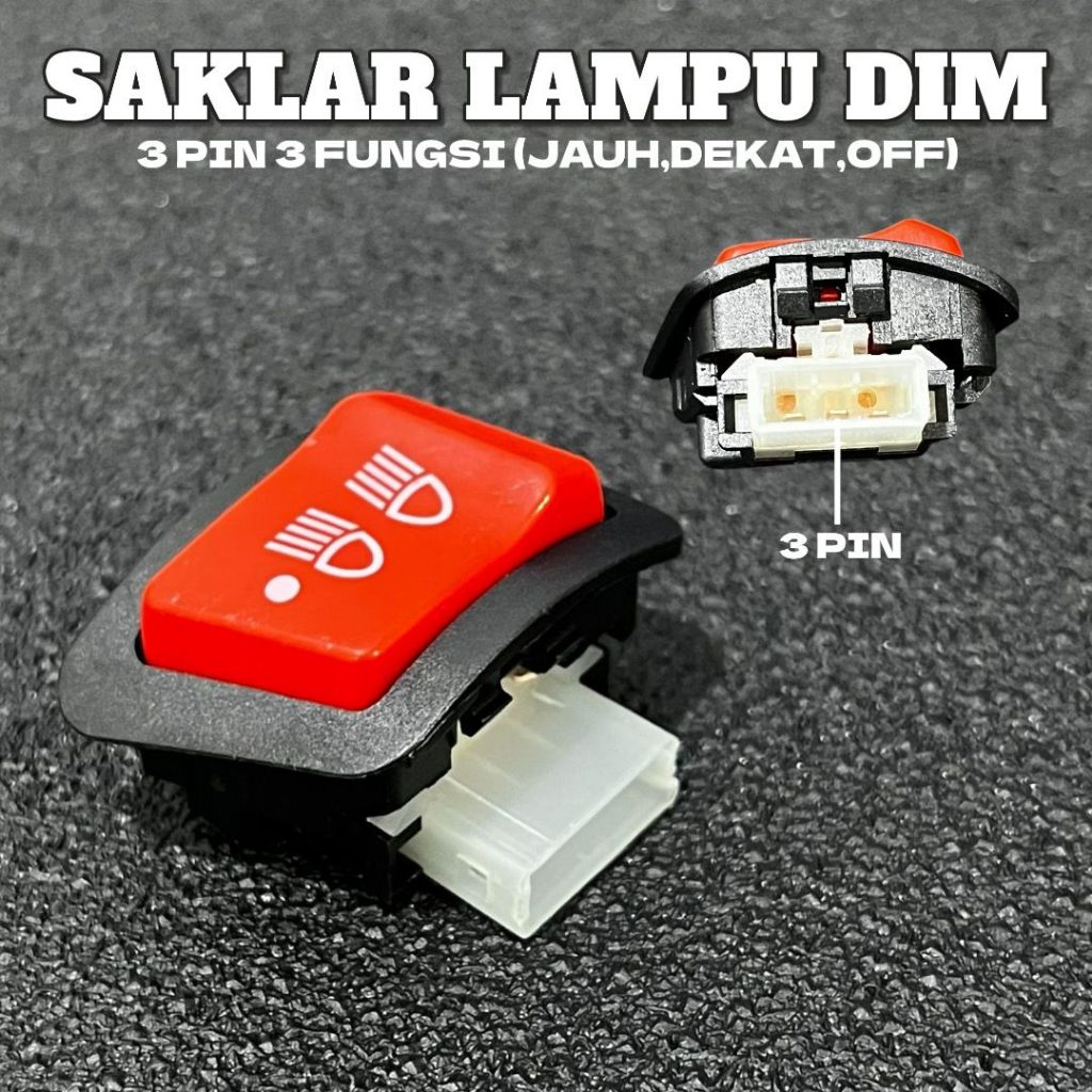 Jual SAKLAR LAMPU DIM ON OFF JAUH DEKAT 3 PIN TOMBOL MERAH MODEL ...