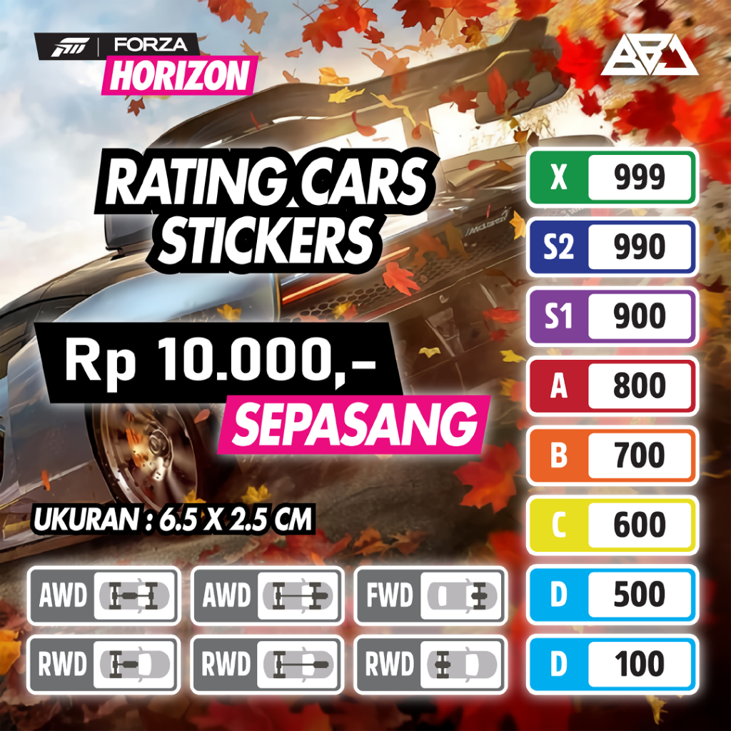 Jual STICKER STIKER CUTTING PREMIUM GAME FORZA HORIZON KELAS CLASS ...