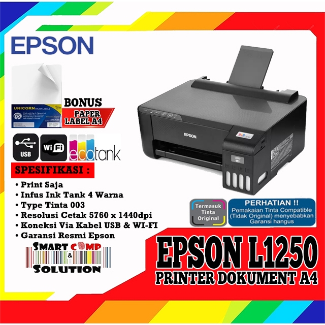 Jual Printer Epson L1250 / L-1250 Ecotank Infus Tank Warna A4 USB WIFI ...