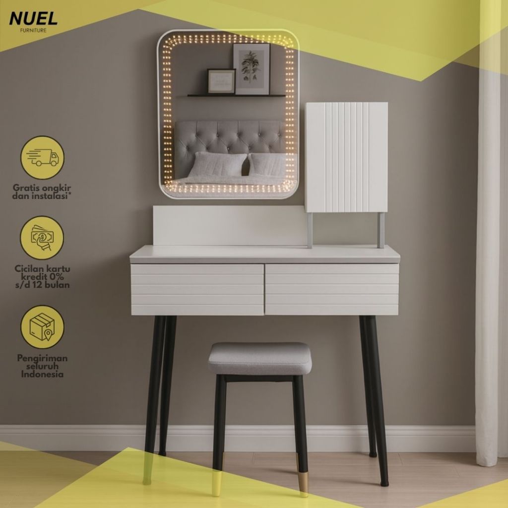 Jual NUEL Meja Rias Minimalis / Meja Kosmetik LED / Meja Rias Lampu ...