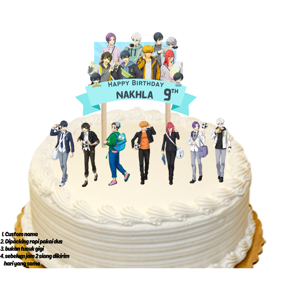 Jual Topper Cake BLue Lock hiasan kue ulang tahun Happy Birthday ...