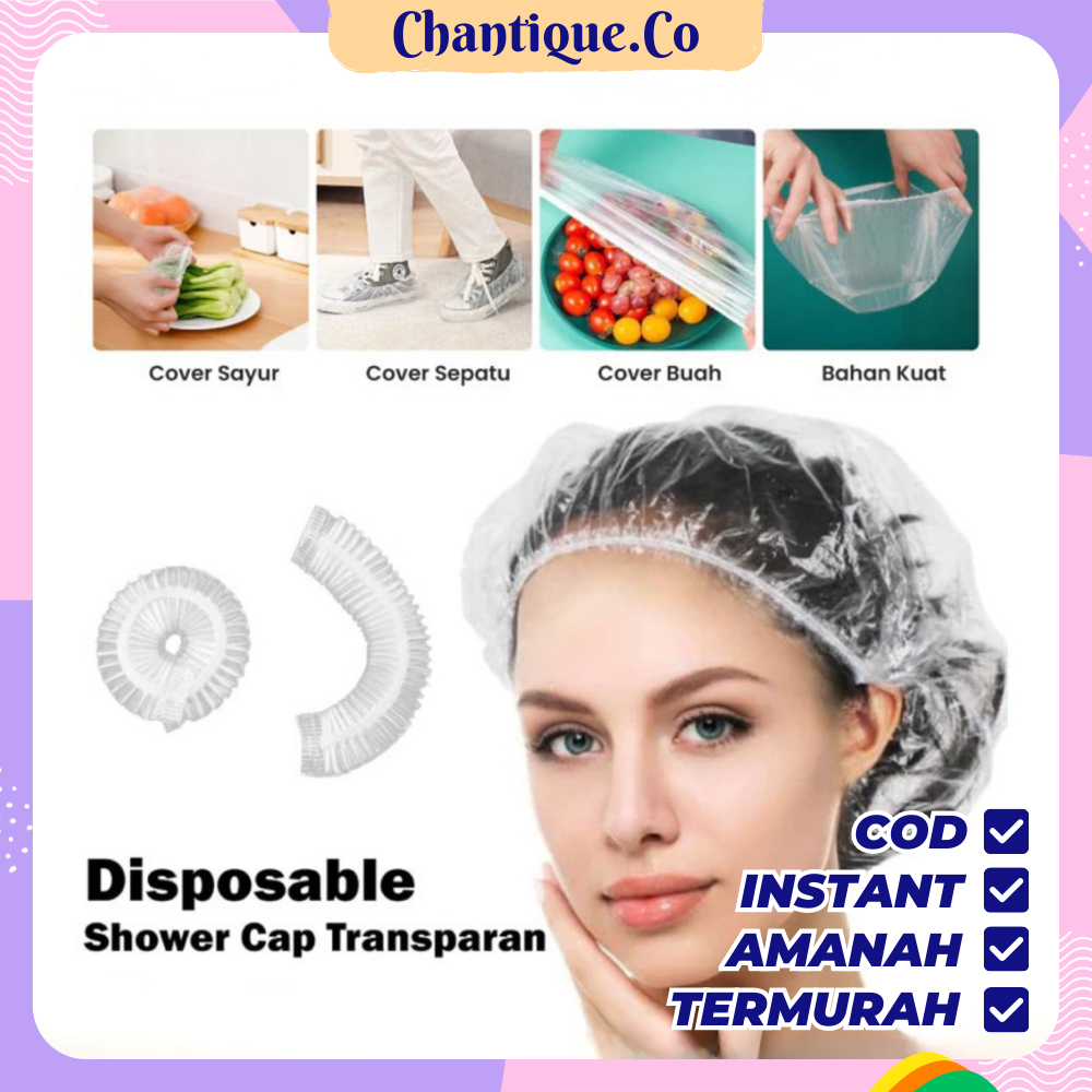 Jual Shower Cap Polos / Plastik Penutup Kepala / Topi Keramas Pelindung ...