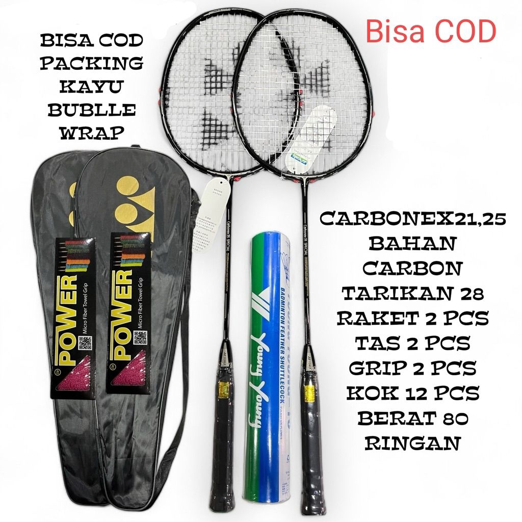 Jual RAKET BADMINTON BAHAN KARBON PAKET LENGKAP,CARBONEX 21 DAN 25 LOGO ...