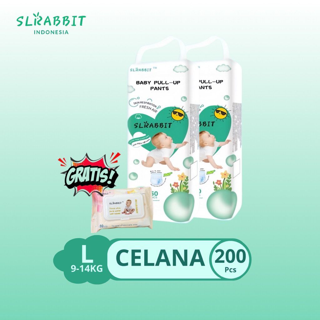 Jual Popok Celana Bayi SLRabbit – Tahan Lama & Anti Ruam – Isi 50pcs
