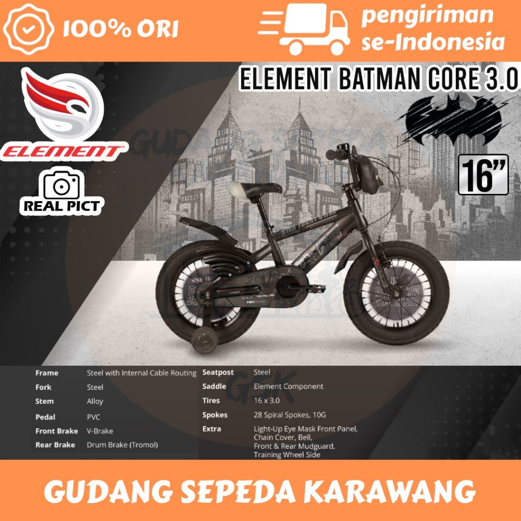 Jual BATMAN CORE 3.0 Sepeda Anak BMX 12 -16 -18 ELEMENT LICENSED Anak ...