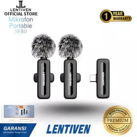LENTIVEN Wireless Microphone Mic Wireless Clip On Microphone Mikrofon Lavalier HP Plug Play SE80