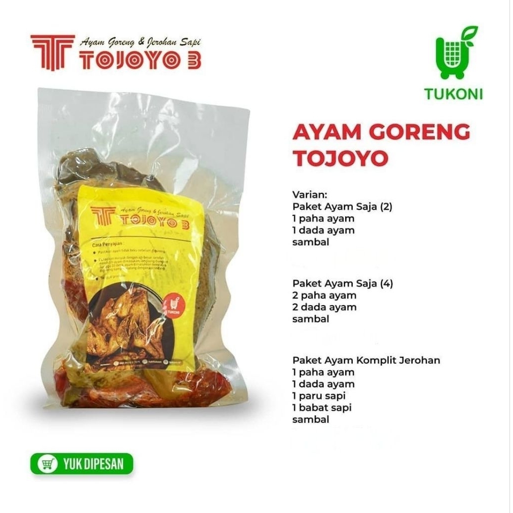 Jual Ayam Goreng Tojoyo 3 Jogja – Makanan Khas dengan Rasa Autentik ...