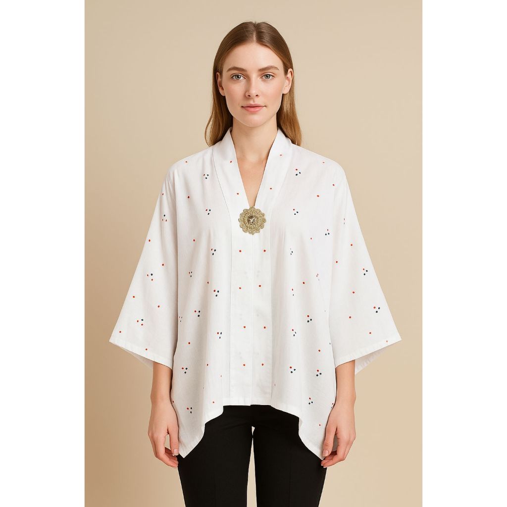 Jual [PREMIUM] Blus Kartini Jumput White Batik Jumputan Handmade Encim ...
