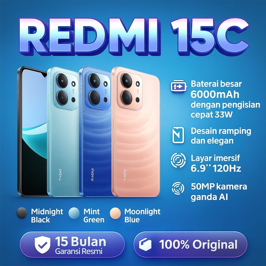 Jual Xiaomi Redmi 15C (6GB/128GB) (8GB/256GB) | Baterai besar 6000mAh ...