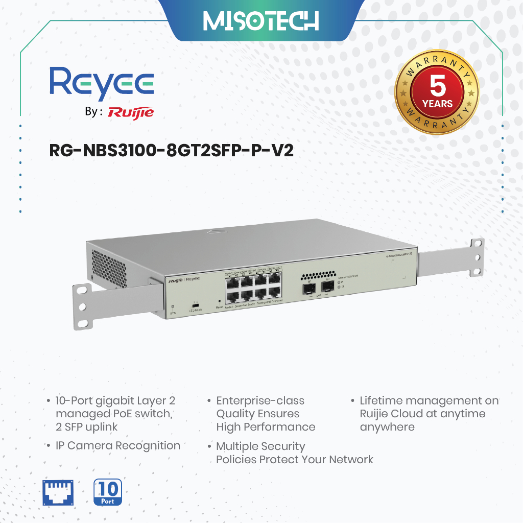 Jual Ruijie Reyee RG-NBS3100-8GT2SFP-P-V2 Cloud Managed Gigabit Switch ...
