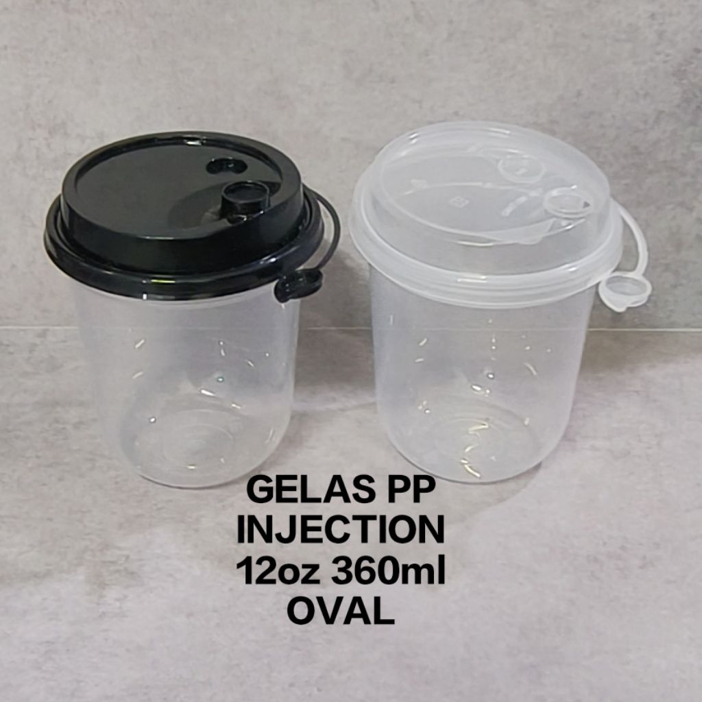 Jual GELAS PP INJECTION 12oz 360ml OVAL BENING LID SAMBUNG | Shopee ...