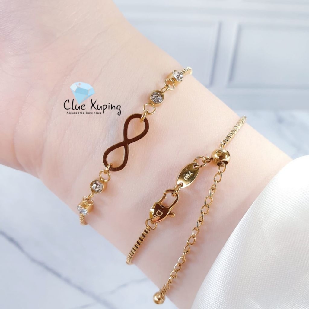 Jual Gelang Tangan 2 Fungsi Rantai Itally Infinity Mata Perhaisan ...