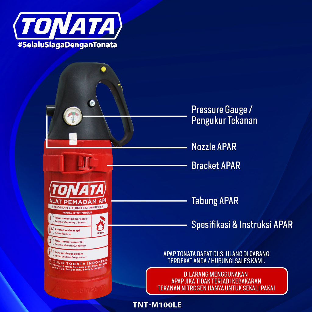 Jual Alat Pemadam Api Tonata / APAR M Bottom Lithium Extinguisher 1 kg ...