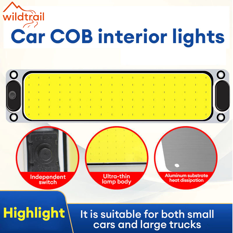 COD Lampu Kabin Mobil Lampu Plafon Baca Super Terang Lampu LED COB Truk Universal Untuk Plafon Kabin Mobil Truk 12V/24V