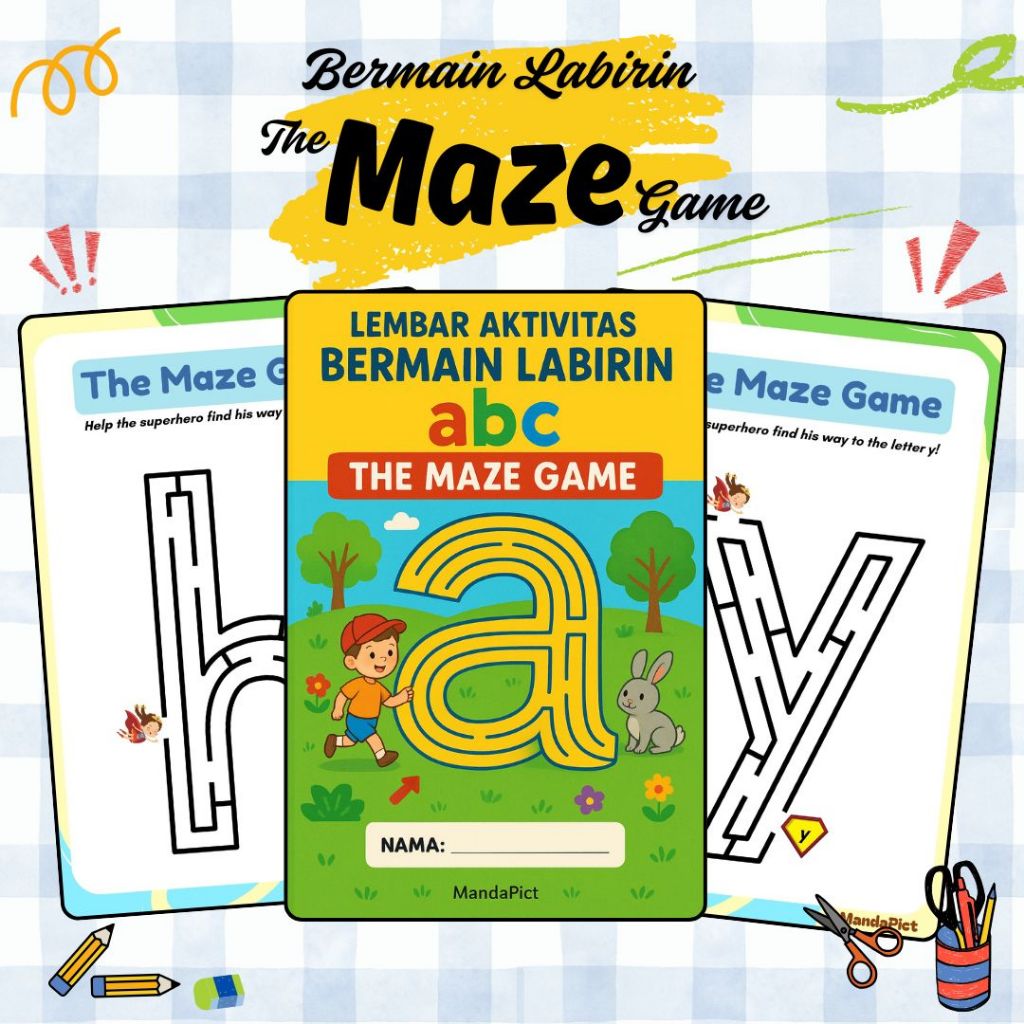Jual 26 Lembar Aktivitas Anak Worksheet Bermain Labirin abc MAZE GAME ...