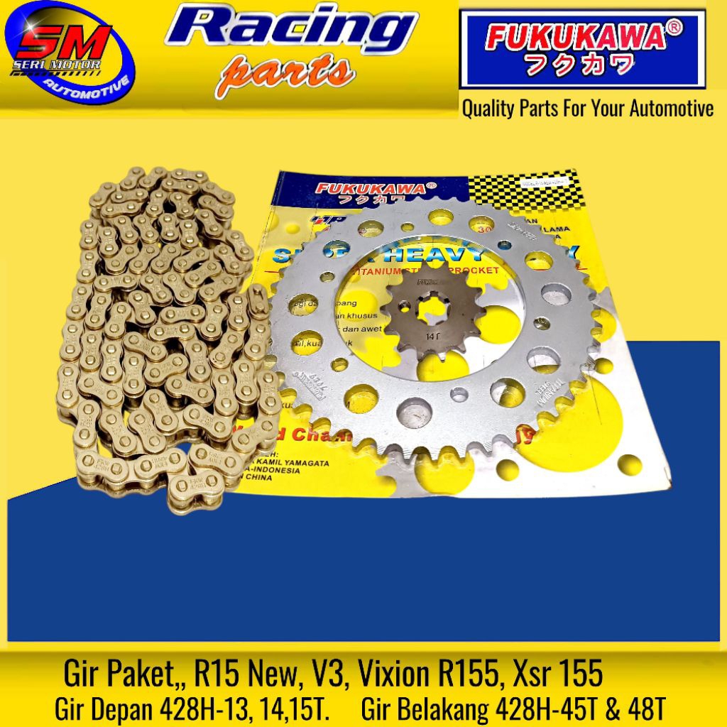 Jual Gear set paket Rantai Gold Racing Fukukawa YZF, R15 New, V3 ...