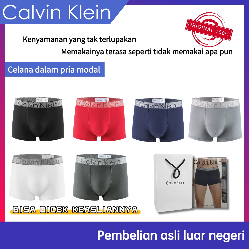 Celana Dalam Pria Calvin Klein Pcs Boxer Shorts Mid Waist Modal Fabric  Youth Style