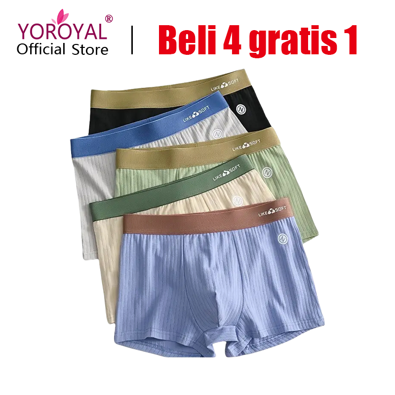 Jual YOROYAL PAKET HEMAT 5 PCS CD Boxer Pria Katun Plus Size Celana ...