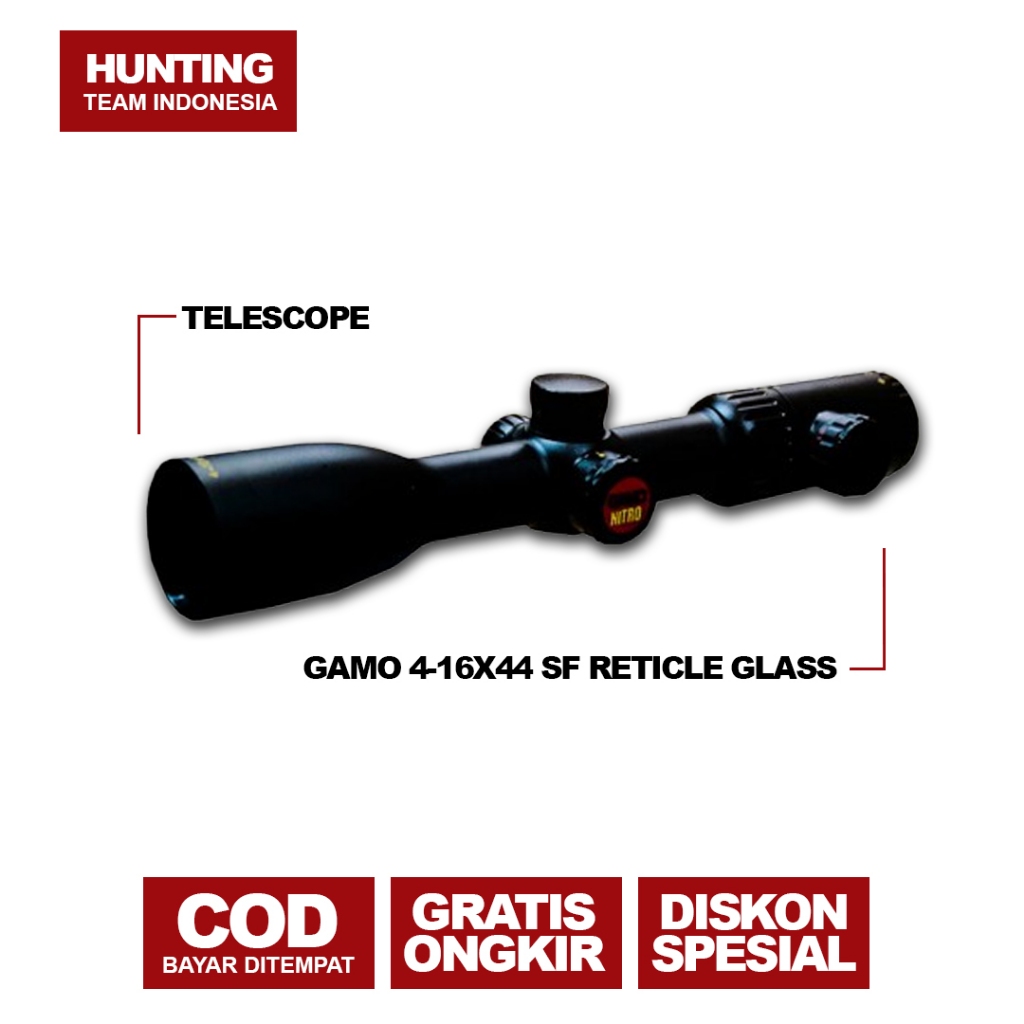 Jual GAMO NITRO 4-16X44 SF - RETIKEL TERBARU!! TELESKOP GAMONITRO 4 ...