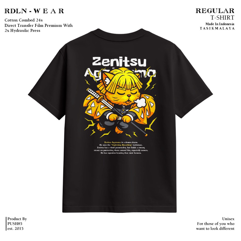 Jual RDLN | Zenitsu T-shirt Kaos Anime Demon Slayer Kimetsu No Yaiba ...