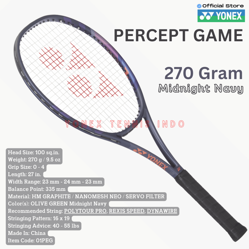 Jual Yonex PERCEPT GAME 100 - 270 gram Midnight Navy - racket tennis ...