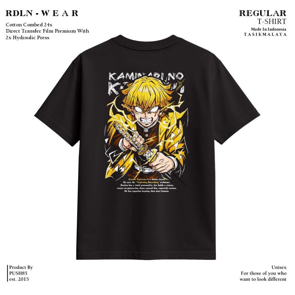 Jual Zenitsu | RDLN T-Shirt Kaos Anime Demon Slayer Kimetsu No Yaiba ...