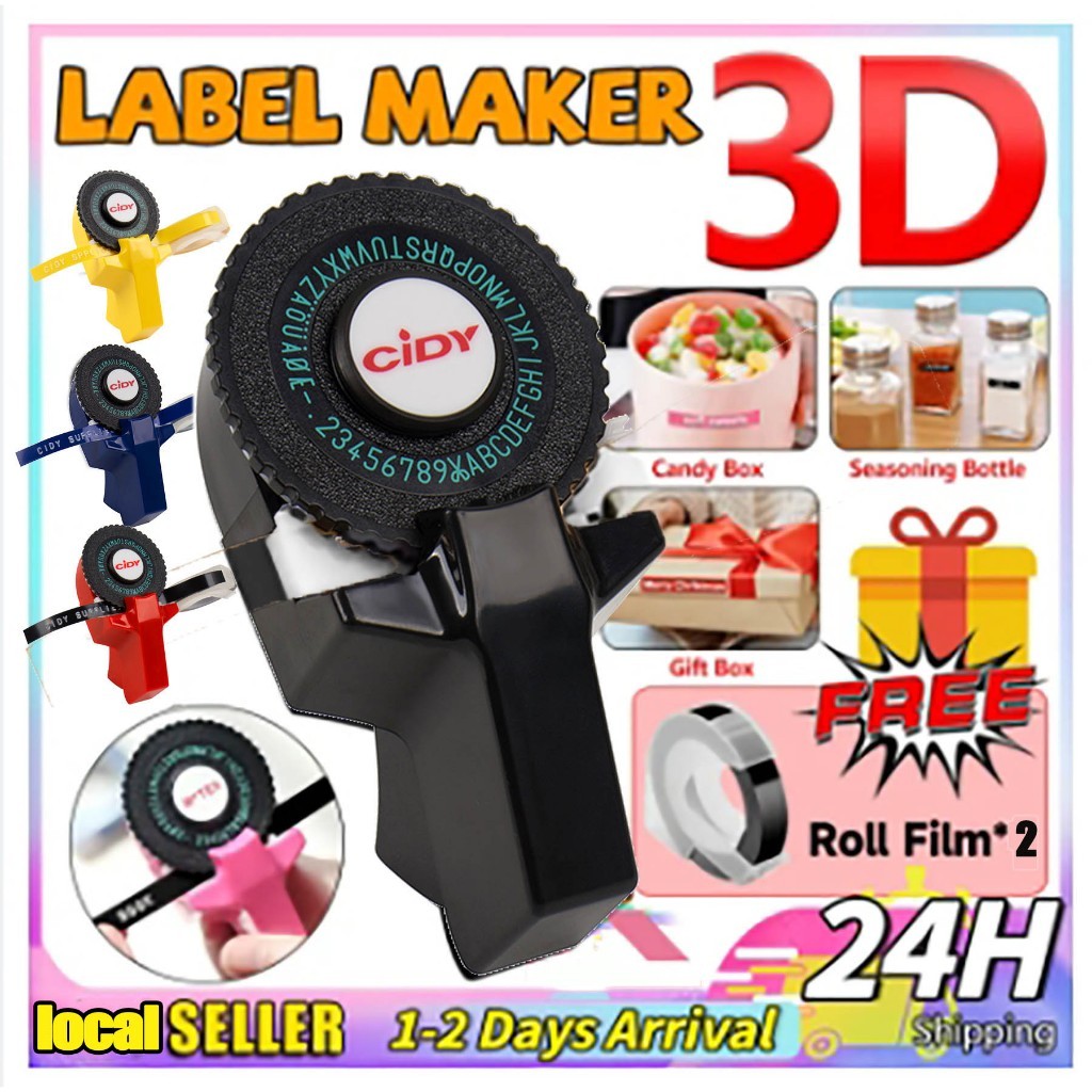 Jual CIDY 9mm LABEL MAKER C101 3D EMBOSSING Label Kompatibel Label ...