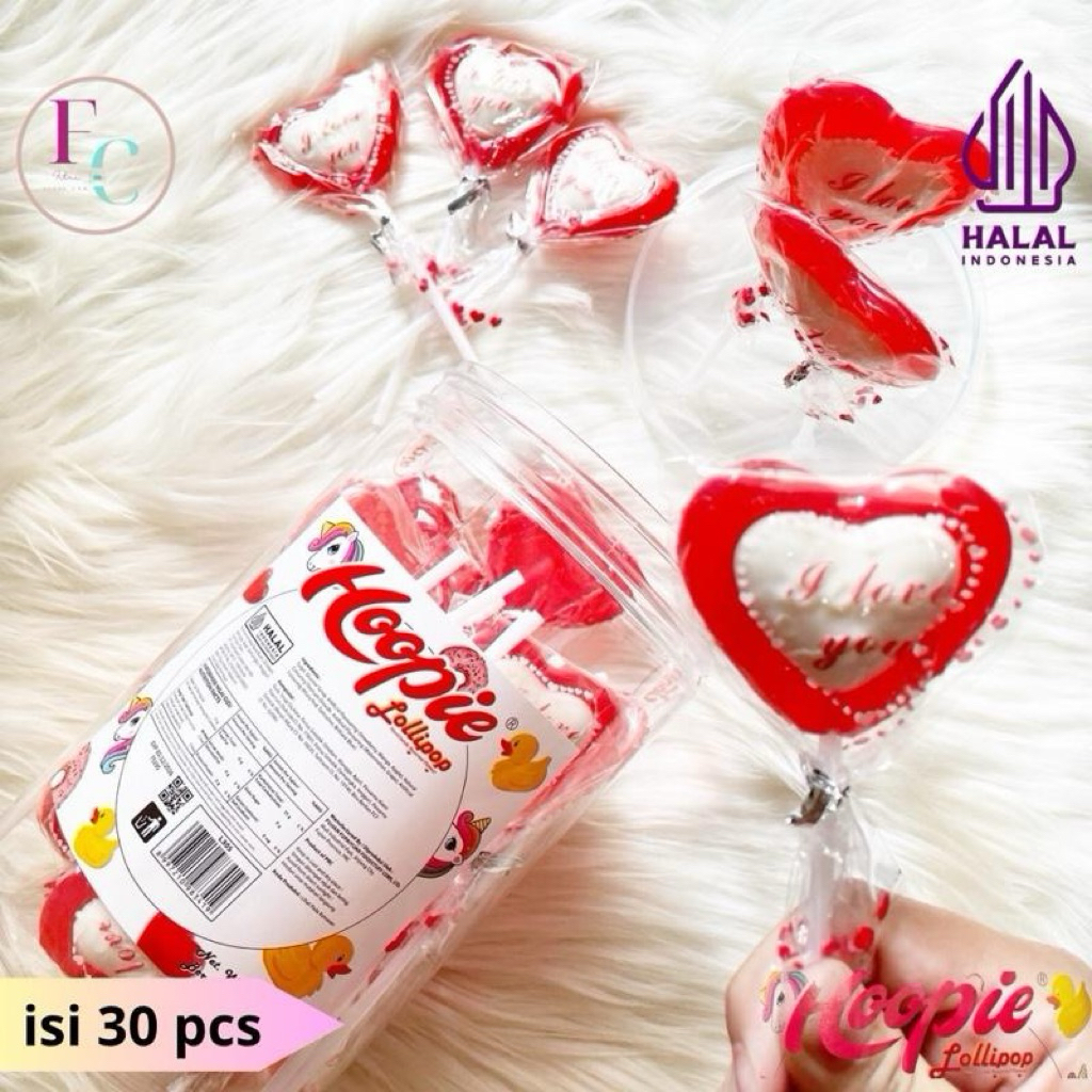 Jual Permen Lolipop Hoopie Rasa Buah Bentuk Love isi 30 pcs Toples 450g ...