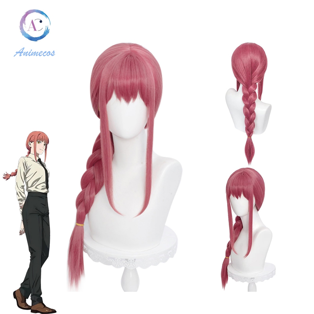 Peluca Cosplay De Makima Con Trenza Larga – Fibra Sintética Resistente Al Calor – Incluye Gorro Para Peluca (Halloween Y Anime)