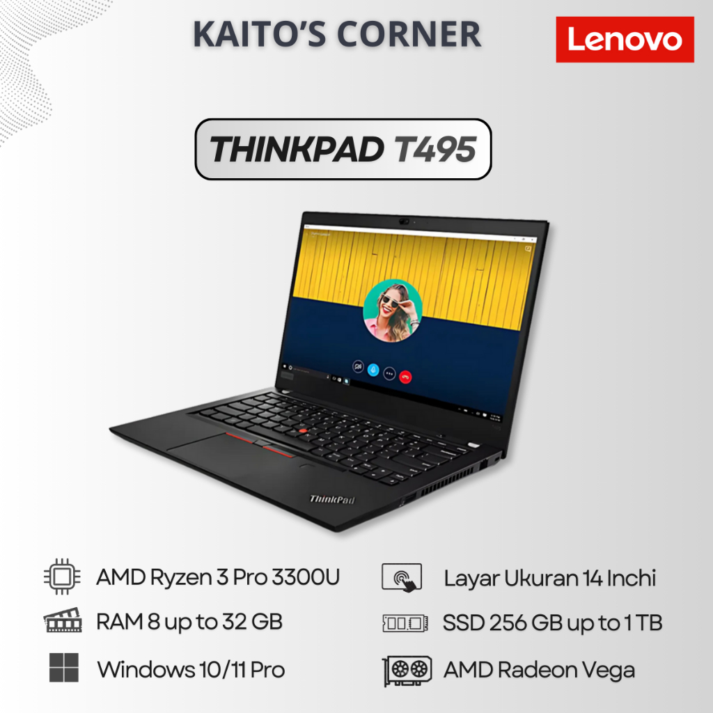 Jual [Bekas] Laptop Lenovo Thinkpad T495 AMD Ryzen Pro Layar 14