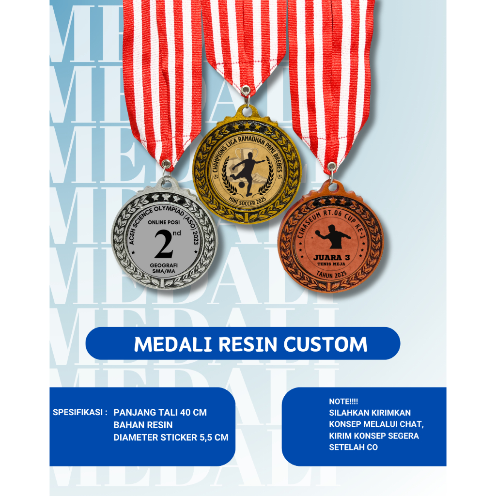 Jual Medali Custom Sticker Resin Emas Perak Perunggu | Shopee Indonesia