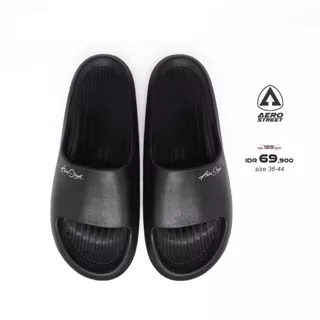 Aerostreet 36-44 Ceilo Hitam - Sandal Sendal Selop Slip On Casual Pria Wanita Aero Street 21AAA0