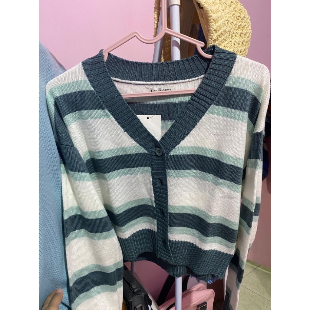 Jual COLORBOX STRIPES KNIT CARDIGAN DARK GREEN (NEW) | Shopee Indonesia