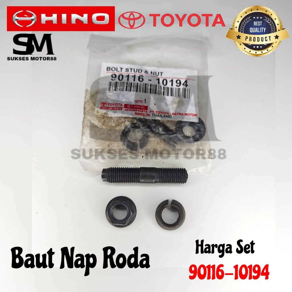 Jual ( 90116-10194 ) Baut Nap Roda / Axle Hitam Toyota Dyna Saurus All ...