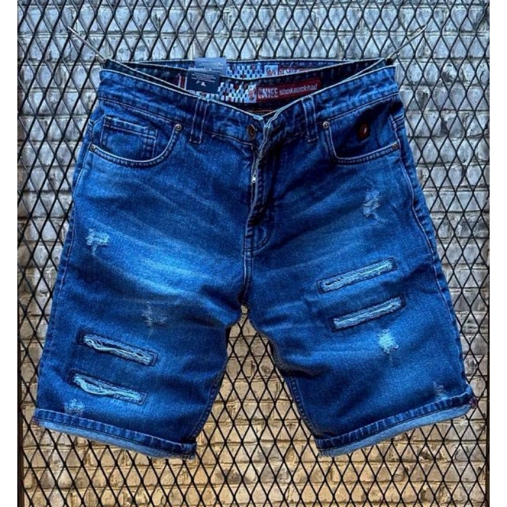 Jual 805 DENIM Celana Jeans Pendek Jumbo Slim Fit Pria Short
