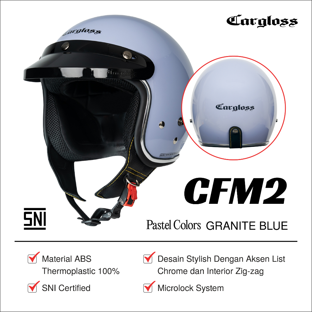 Jual Cargloss CFM Retro Helm Half Face Granite Blue Shopee