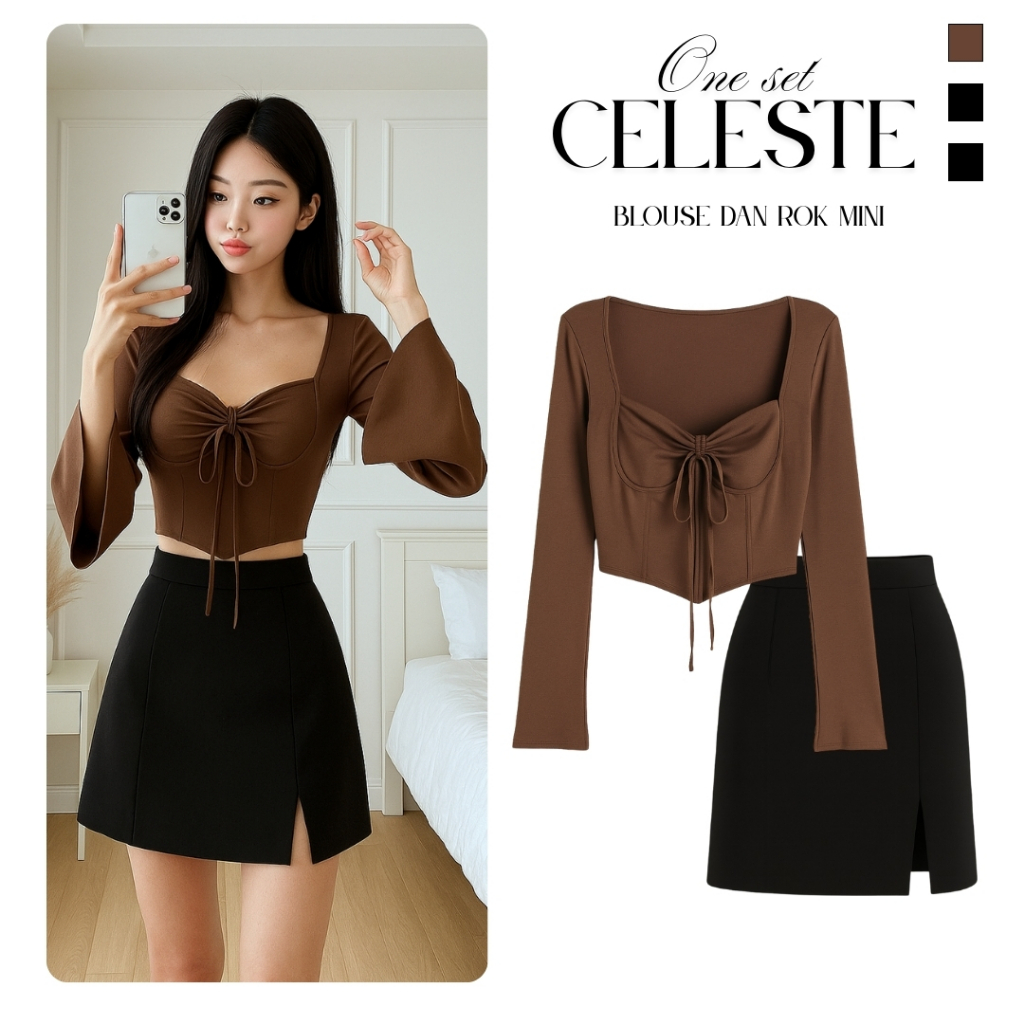 Jual outfit wanita kekinian ( Longsleeve Knit Dropneedle + rok span ...