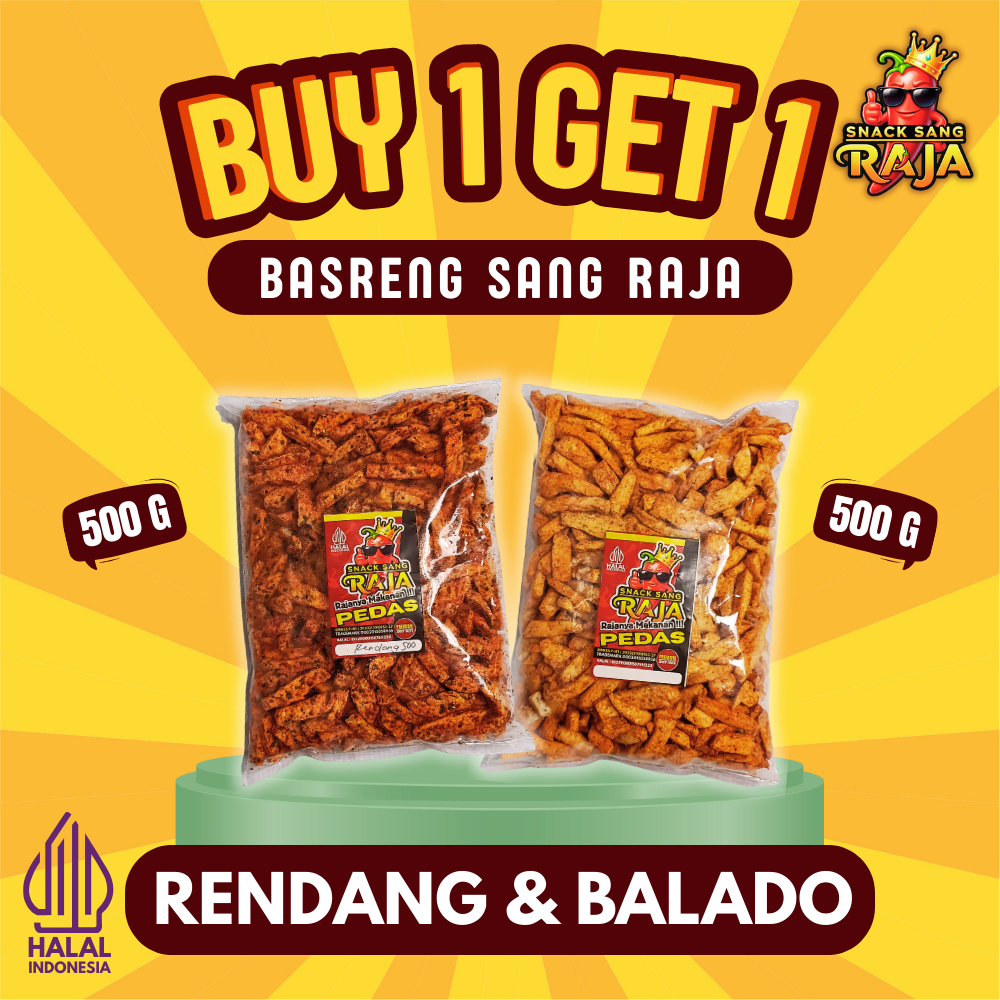 Jual Snack Sang RAJA - Basreng Beli 1 Dapat 2 Rasa Rendang Dan Balado ...
