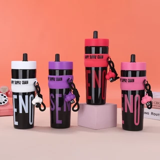 Botol Minum Plastik Happy Supply Chain 900 ML Stylish Serbaguna Free Gantungan