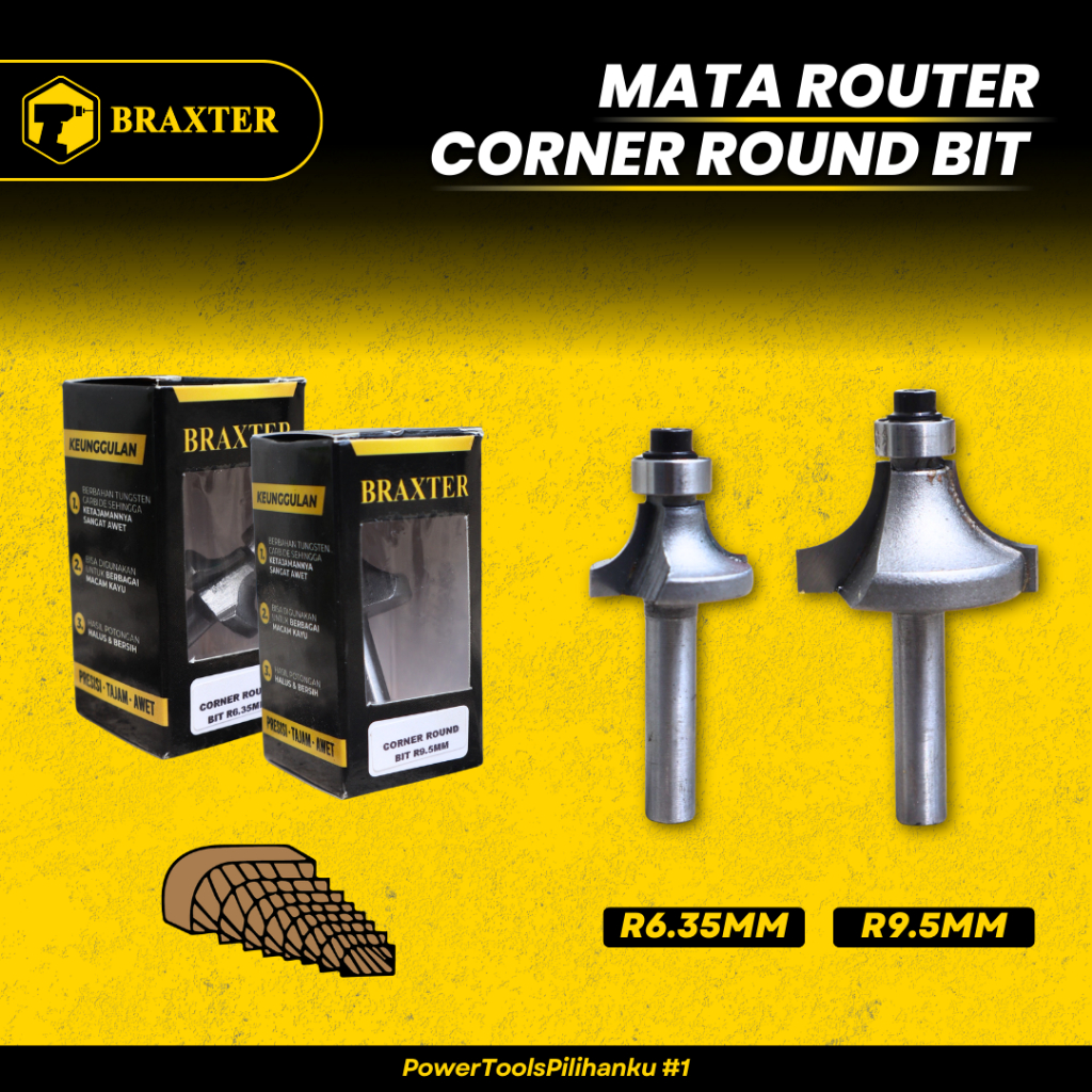 Jual BRAXTER Corner Round Bit Mata Profil / Trimmer / Router Kayu TCT ...