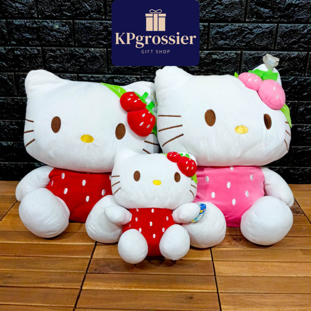 Jual Boneka Hello Kitty Jumbo Lucu Import Baju Kostum Strawberry Merah ...