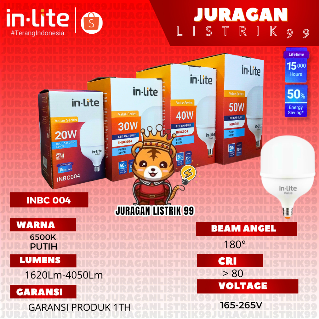Jual INLITE - LAMPU LED CAPSULE JUMBO INBC004 20W 30W 40W 50W / LAMPU ...