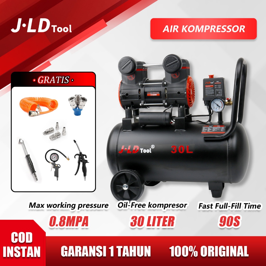 Jual JLD Mesin Kompresor Angin 30L Oilless Kompresor Listrik 1100W Air ...