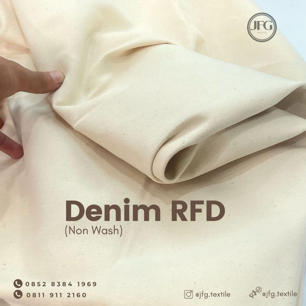 Jual 1 Yard Bahan Kain Denim RFD (Non Wash) | Bahan Jeans Off White ...
