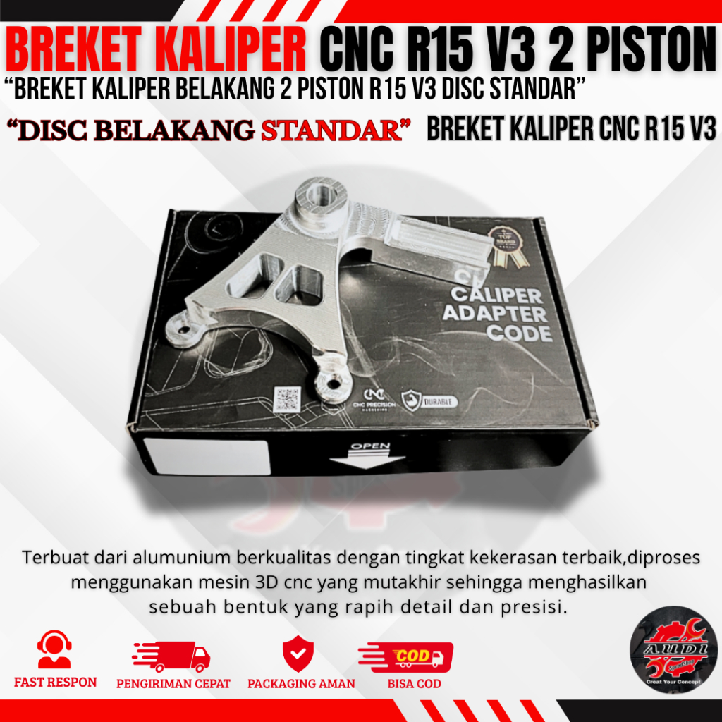 Jual BREKET KALIPER CNC 2 PISTON R15 V3 BREKET KALIPER BELAKANG 2 ...