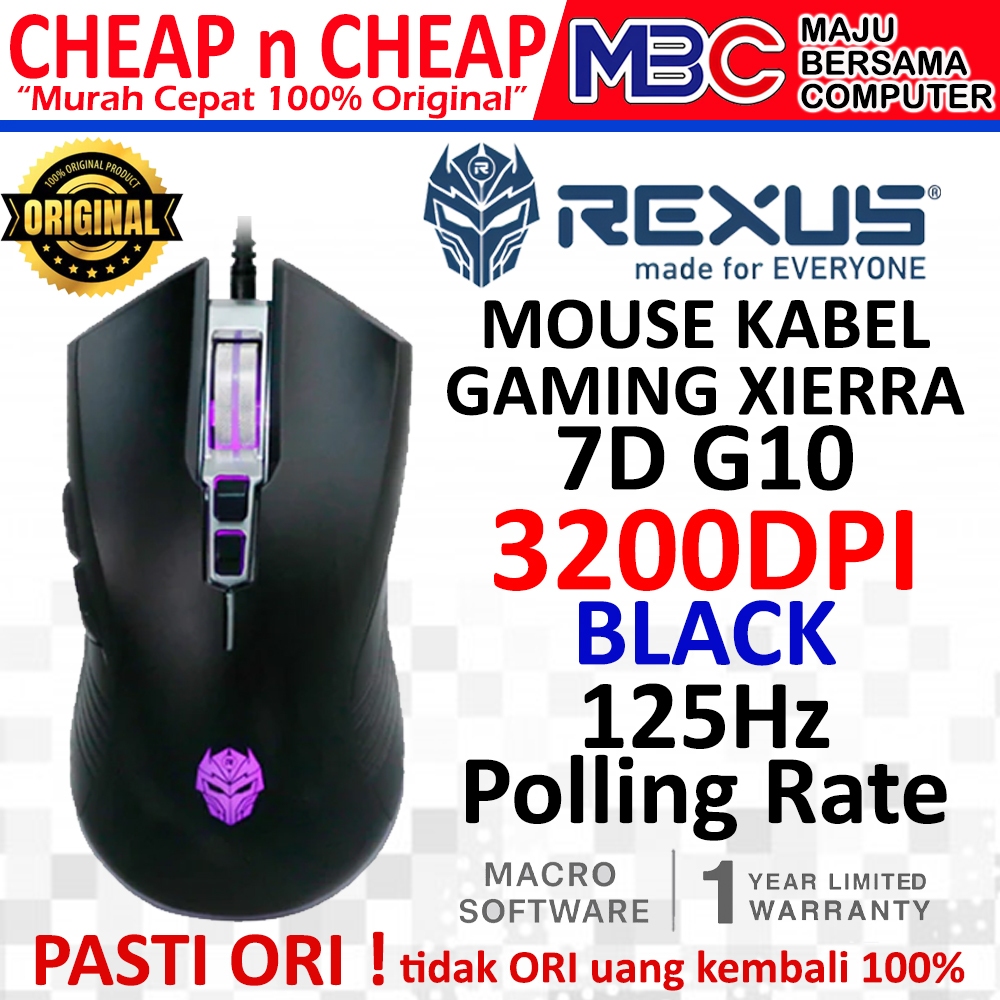 Jual Mouse Gaming Rexus 7D G10 BLACK - Wired Gaming Mouse | Shopee ...