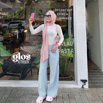 City Pants Celana Panjang Wanita Kantor Kuliah Motif Garis Kulot Pinstripe