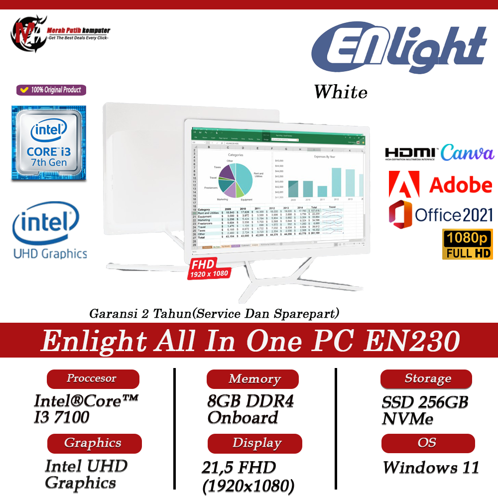 Jual Pc Enlight All In One En230 Intel I3 7100 16GB 512GB SSD 22.0 FHD ...