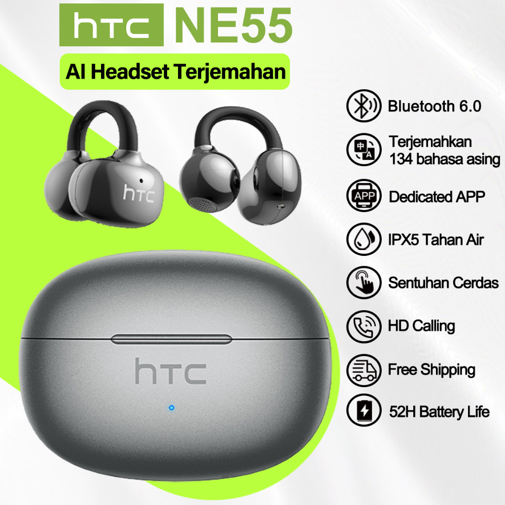 Jual HTC NE55 Headset terjemahan AI True wireless Bluetooth