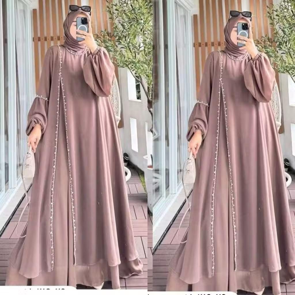Tampil Anggun dengan Natasya Dress Ceruty Babydoll Abaya Mewah Kekinian